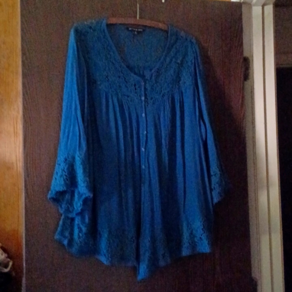 Lacy, BOHO, deep turquoise shirt